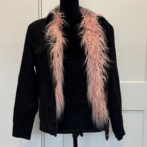 Black Jacket with Pink Faux Fur Trim